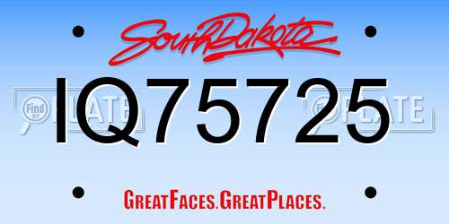 IQ75725 South Dakota License Plate