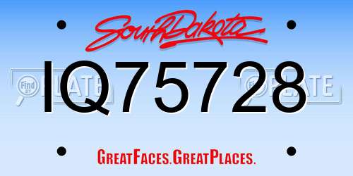 IQ75728 South Dakota License Plate