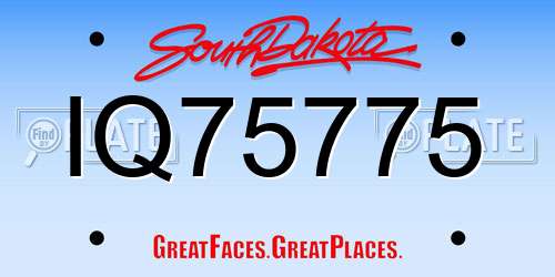 IQ75775 South Dakota License Plate
