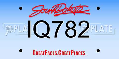 IQ782 South Dakota License Plate