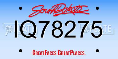 IQ78275 South Dakota License Plate