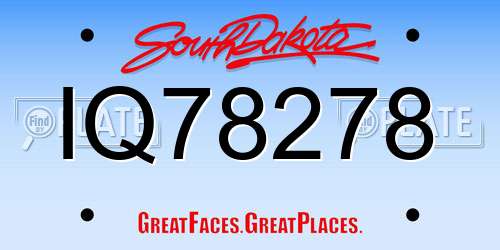 IQ78278 South Dakota License Plate