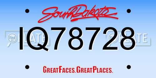 IQ78728 South Dakota License Plate