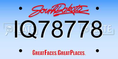 IQ78778 South Dakota License Plate