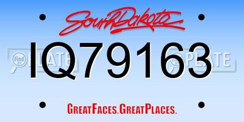 IQ79163 South Dakota License Plate