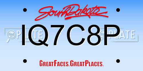 IQ7C8P South Dakota License Plate