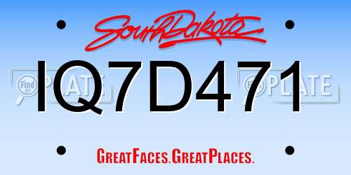 IQ7D471 South Dakota License Plate