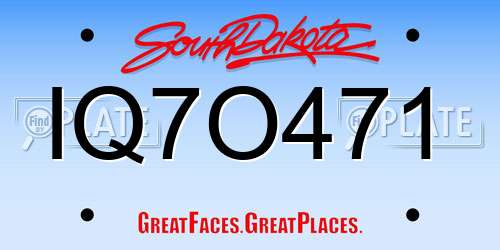 IQ7O471 South Dakota License Plate