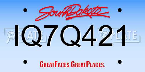 IQ7Q421 South Dakota License Plate