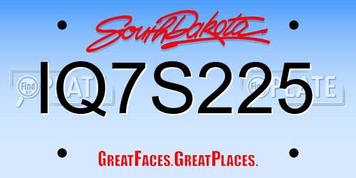 IQ7S225 South Dakota License Plate
