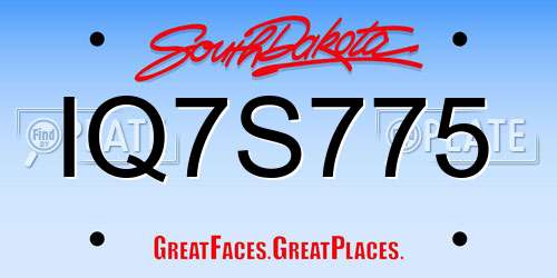 IQ7S775 South Dakota License Plate