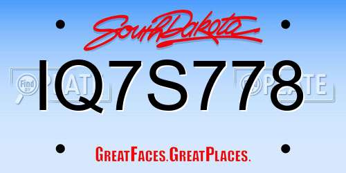 IQ7S778 South Dakota License Plate