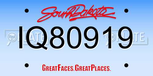IQ80919 South Dakota License Plate