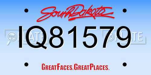 IQ81579 South Dakota License Plate