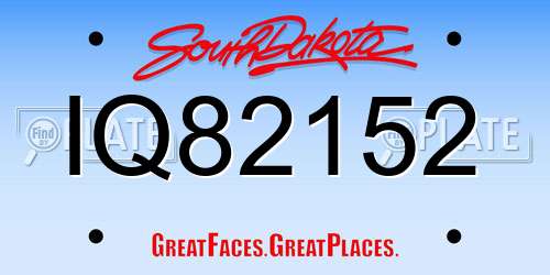 IQ82152 South Dakota License Plate