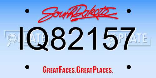 IQ82157 South Dakota License Plate
