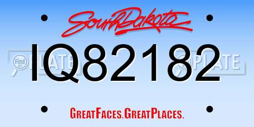 IQ82182 South Dakota License Plate