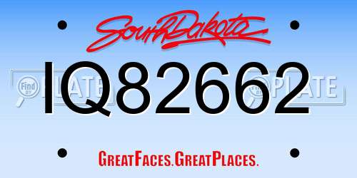 IQ82662 South Dakota License Plate
