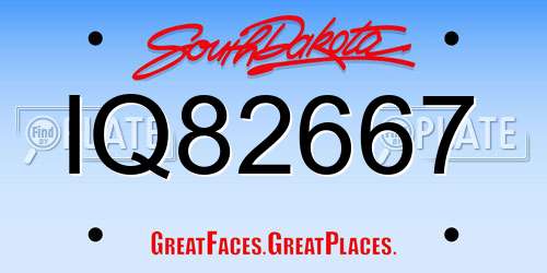 IQ82667 South Dakota License Plate