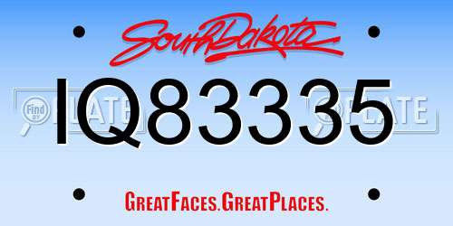 IQ83335 South Dakota License Plate