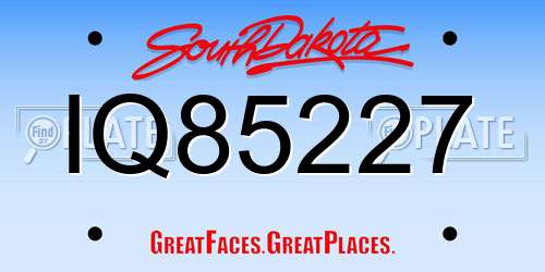 IQ85227 South Dakota License Plate