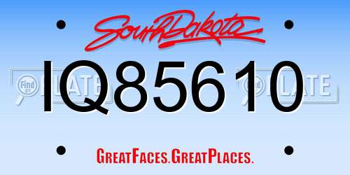 IQ85610 South Dakota License Plate