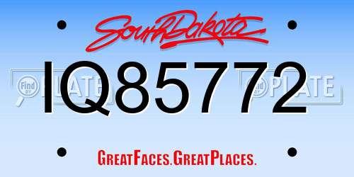 IQ85772 South Dakota License Plate