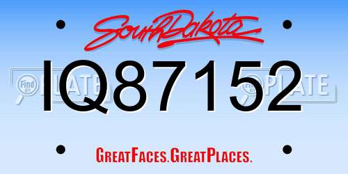 IQ87152 South Dakota License Plate