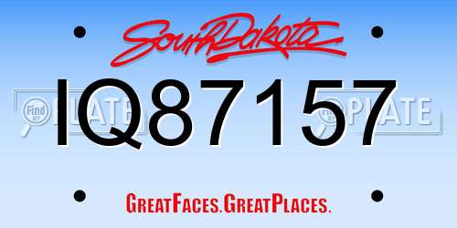 IQ87157 South Dakota License Plate