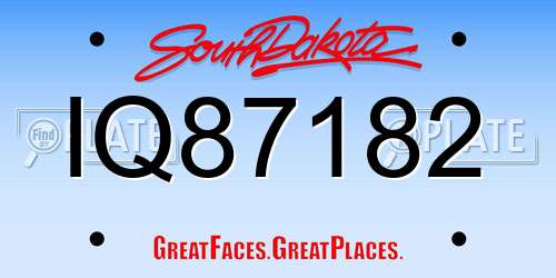 IQ87182 South Dakota License Plate