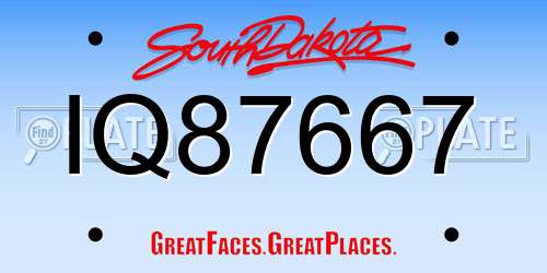IQ87667 South Dakota License Plate