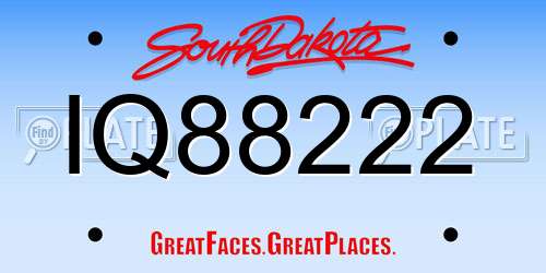 IQ88222 South Dakota License Plate