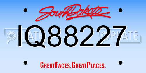IQ88227 South Dakota License Plate