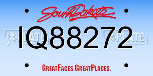IQ88272 South Dakota License Plate