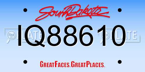 IQ88610 South Dakota License Plate