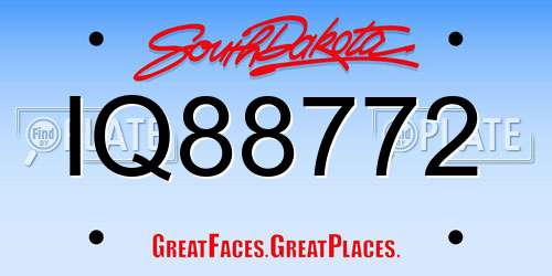 IQ88772 South Dakota License Plate