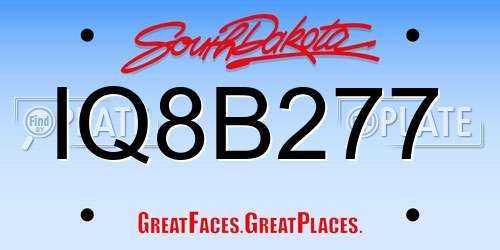 IQ8B277 South Dakota License Plate