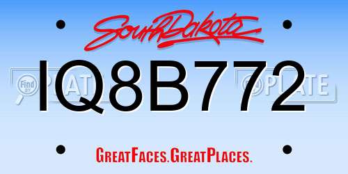 IQ8B772 South Dakota License Plate