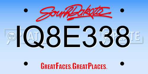 IQ8E338 South Dakota License Plate