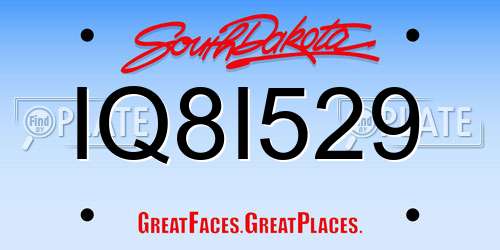 IQ8I529 South Dakota License Plate