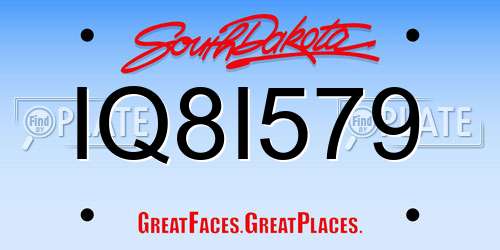 IQ8I579 South Dakota License Plate