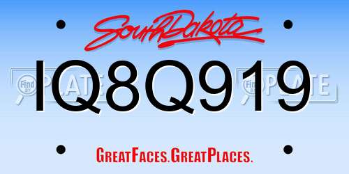 IQ8Q919 South Dakota License Plate
