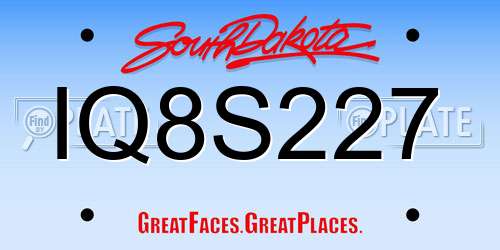 IQ8S227 South Dakota License Plate