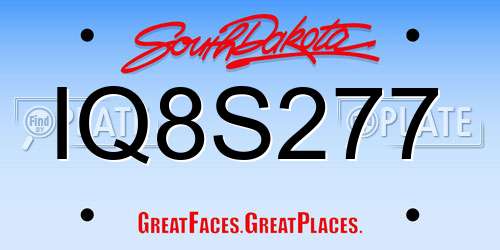 IQ8S277 South Dakota License Plate