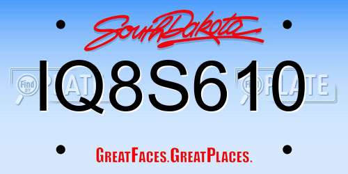 IQ8S610 South Dakota License Plate