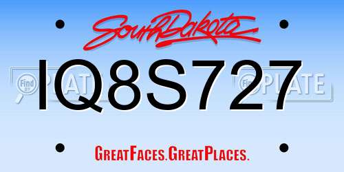 IQ8S727 South Dakota License Plate