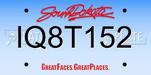 IQ8T152 South Dakota License Plate