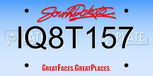 IQ8T157 South Dakota License Plate