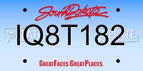 IQ8T182 South Dakota License Plate