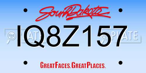 IQ8Z157 South Dakota License Plate